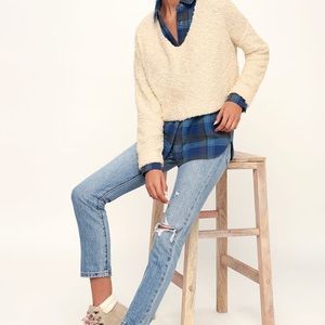 Free People Cream Popcorn Sweater